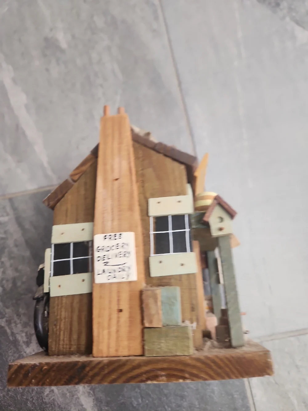 Handcrafted Rustic Mini General Store Wall Decor in Brown & Blue